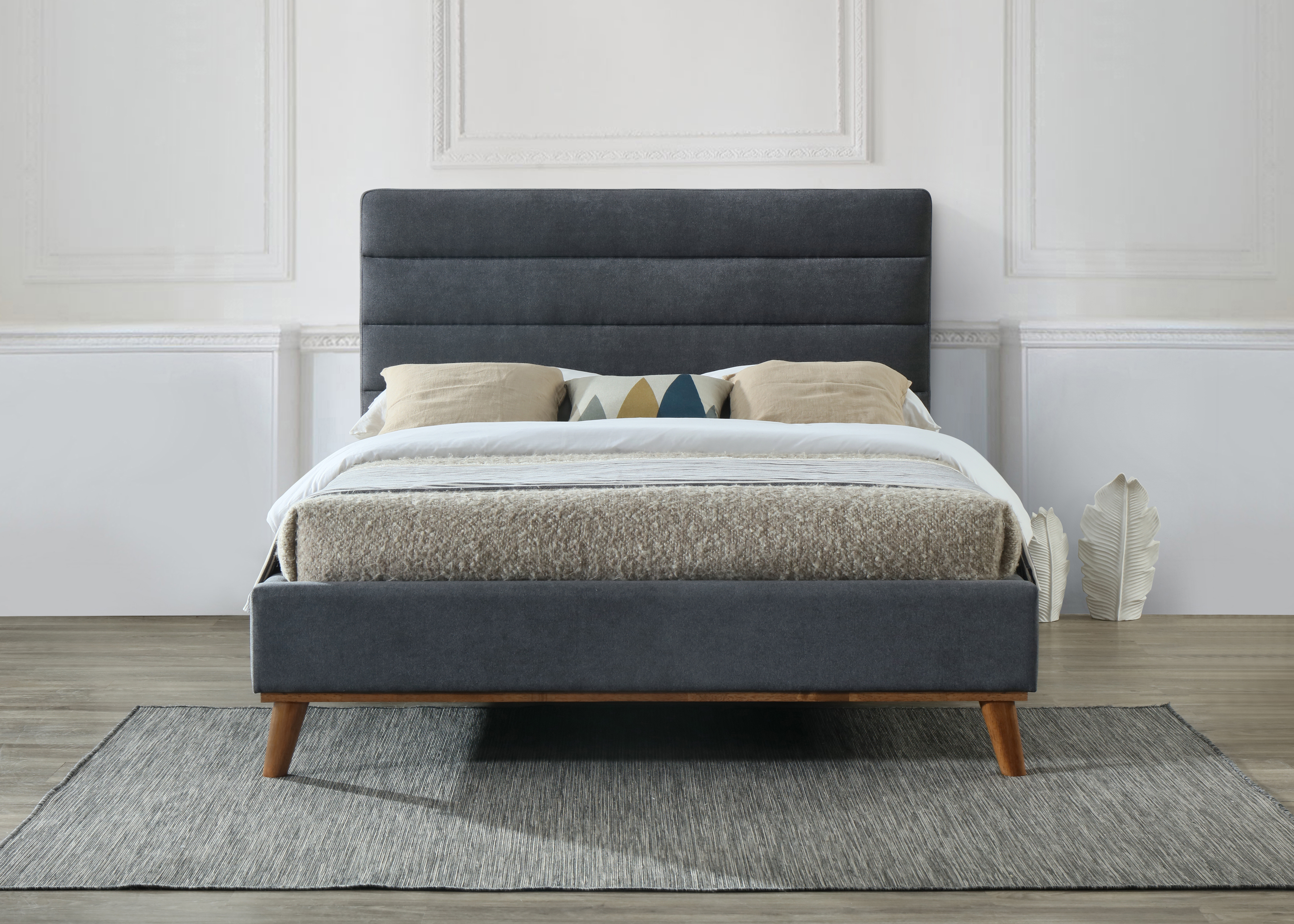 Kingsize Bed - MAYVISTA 5ft Fabric Bed Dark Grey - Bedland