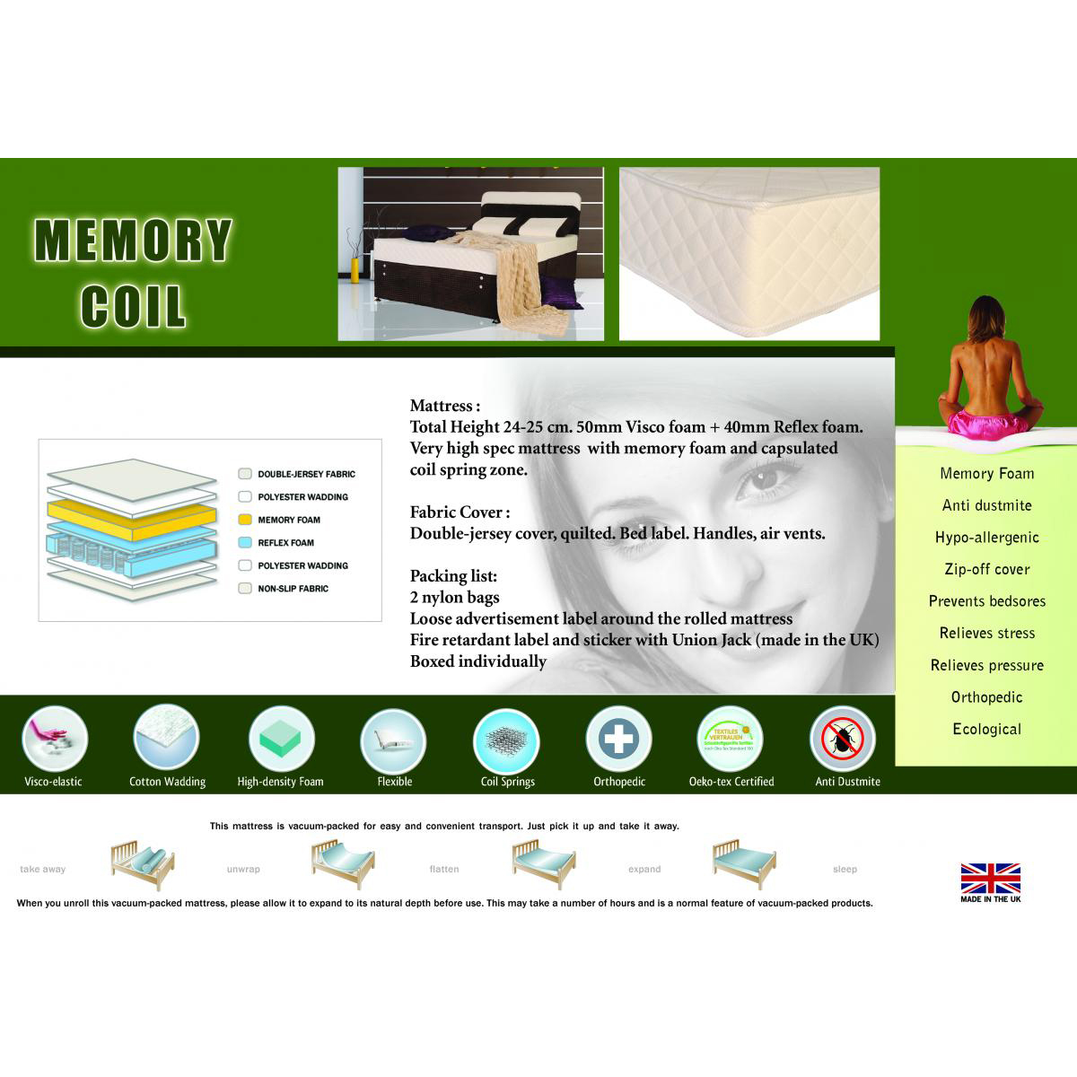 Merthyr High-Spec Memory Foam and Coil Spring Mattress - Kingsize - Sigrid Mills