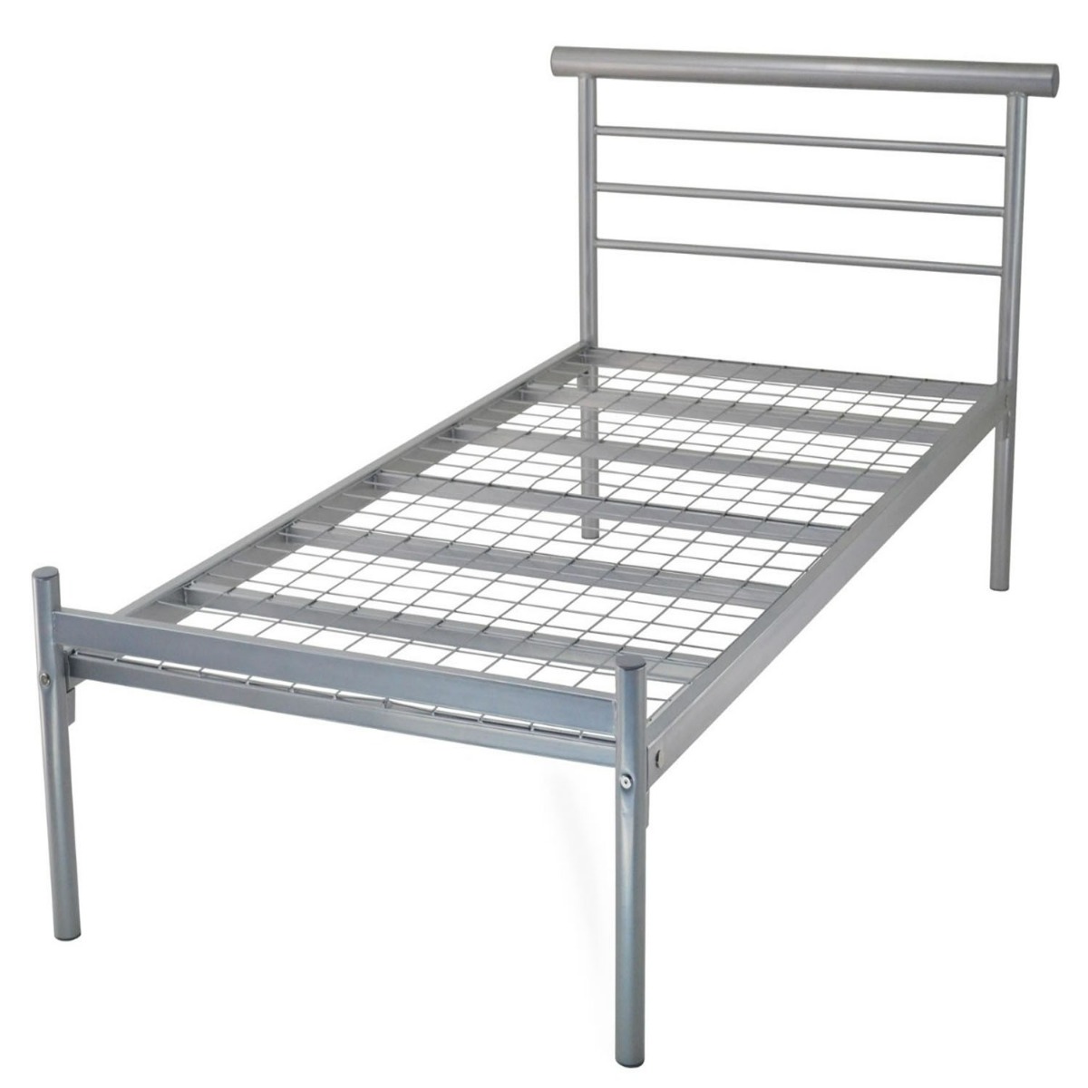 Contract Mesh Silver Metal Bed Frame - 2ft6 Small Single - Beds-To-Go