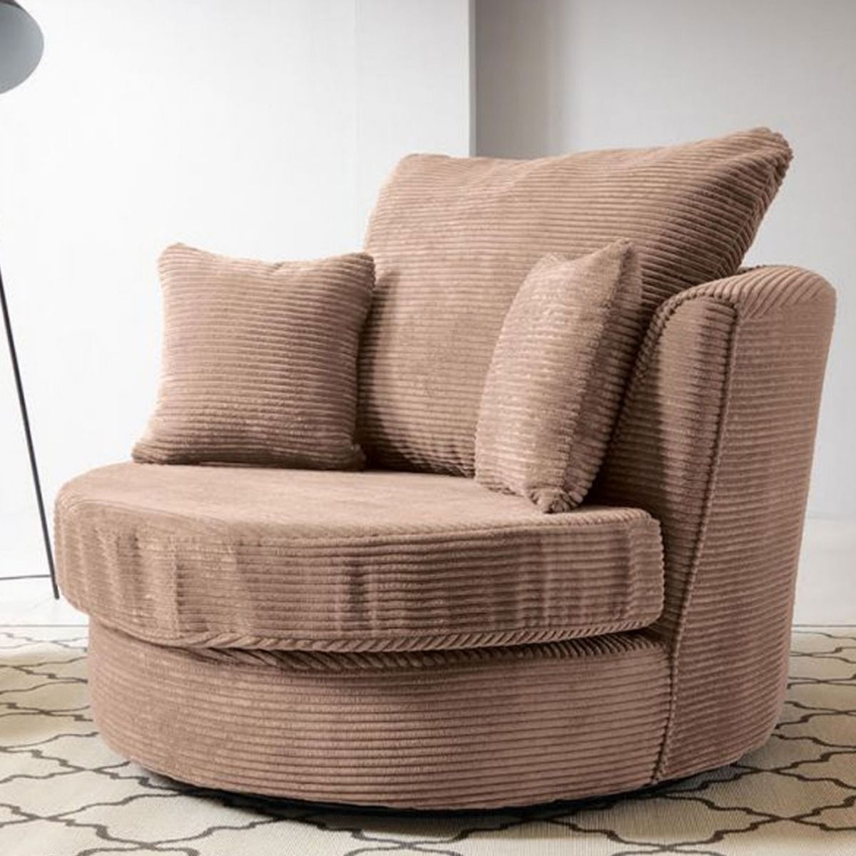 Jasmine Jumbo Cord Swivel Chair - Brown - Moonlight Interiors