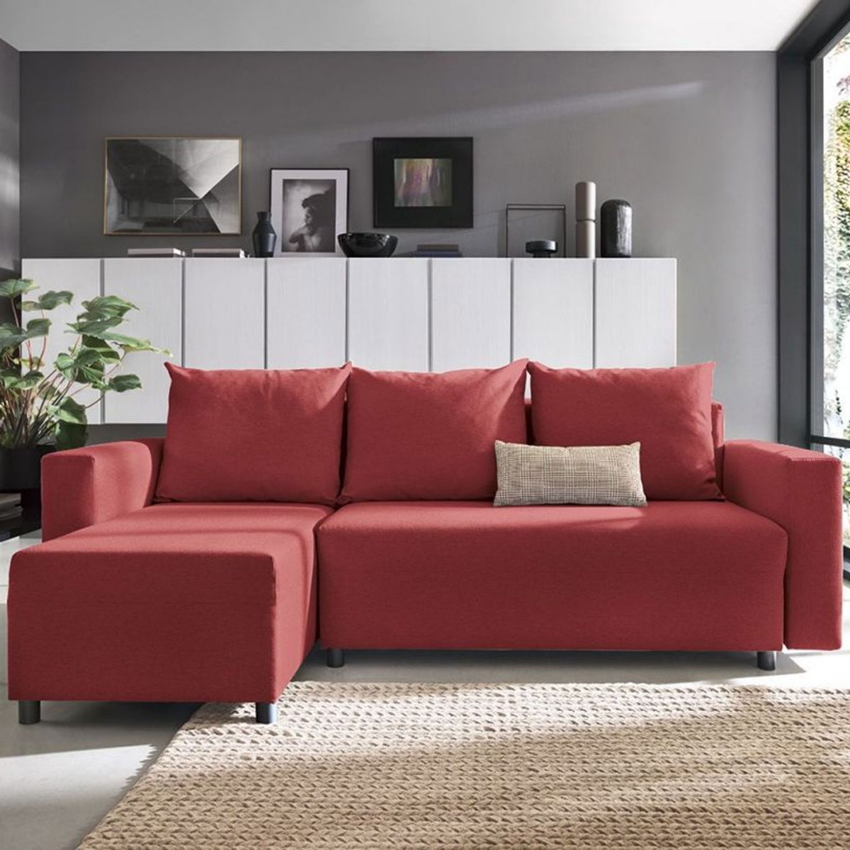 Milton Corner Sofabed - Left Arm Red - Moonlight Interiors