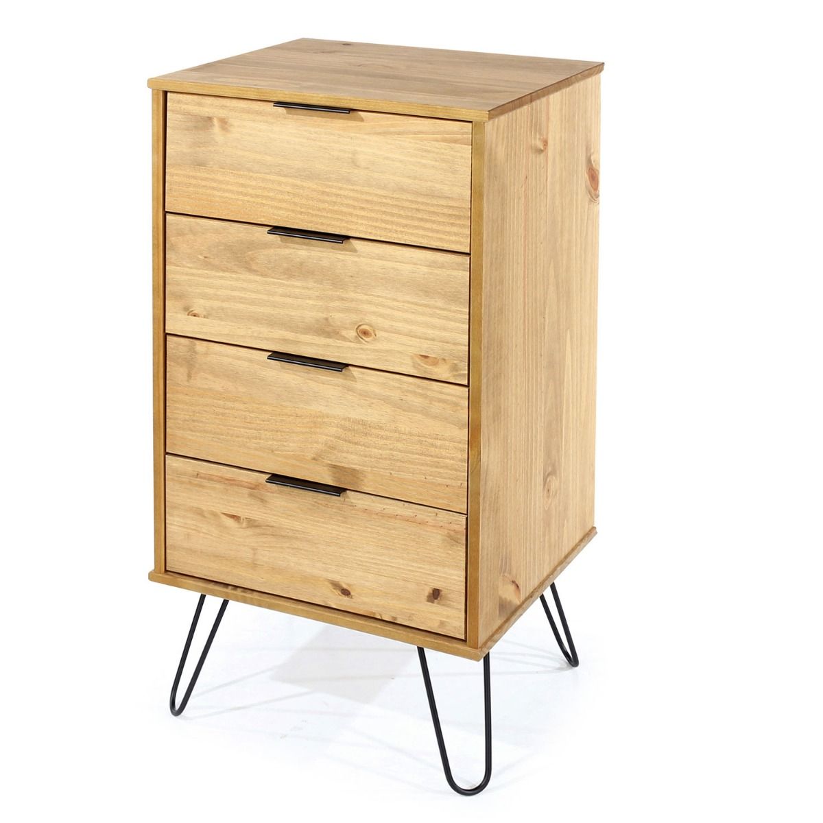 ARTA Oak Finish Chest of Drawers - Tallboy, Small-sized, 4 Drawers - Colton & Sawyer