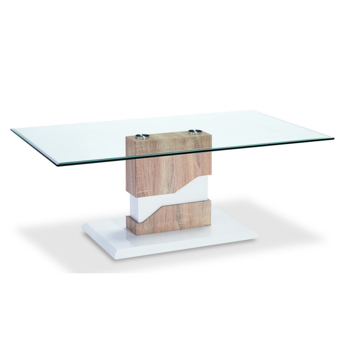 Monterey Rectangular Glass Coffee Table White High Gloss Base, Clear Glass Top - Modern Elegance - Sigrid Mills