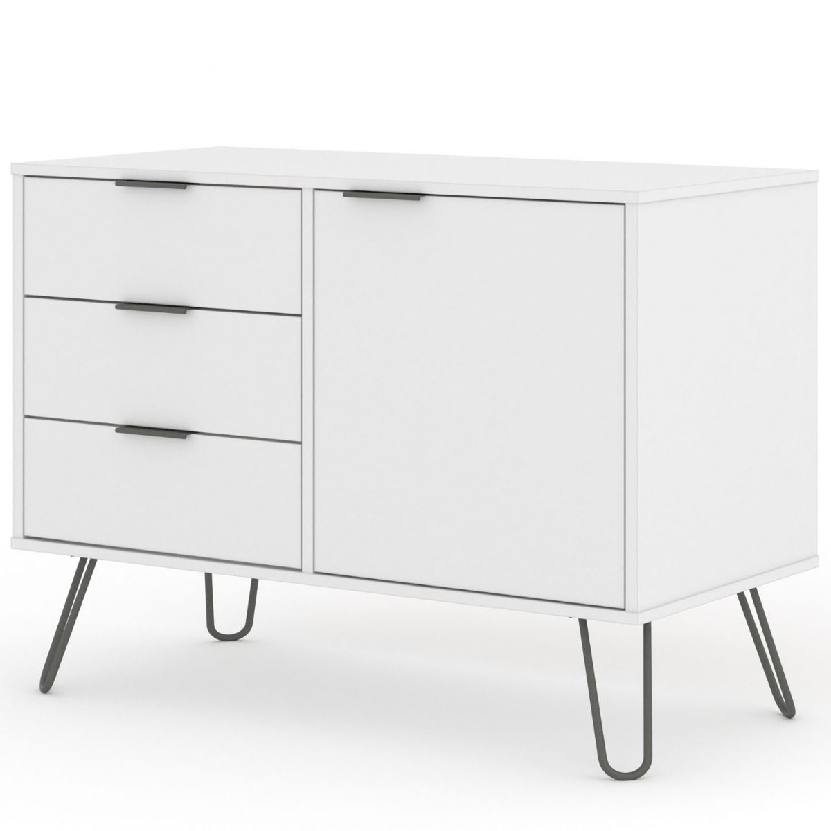Augusta White Small Sideboard with 1 Door 3 Drawers - Colton & Sawyer