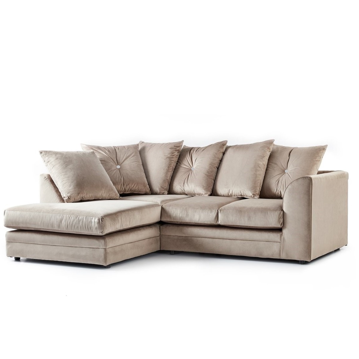 Sorretto Mink Velvet Fabric Corner Sofa - Right and Left Arm - Home Done