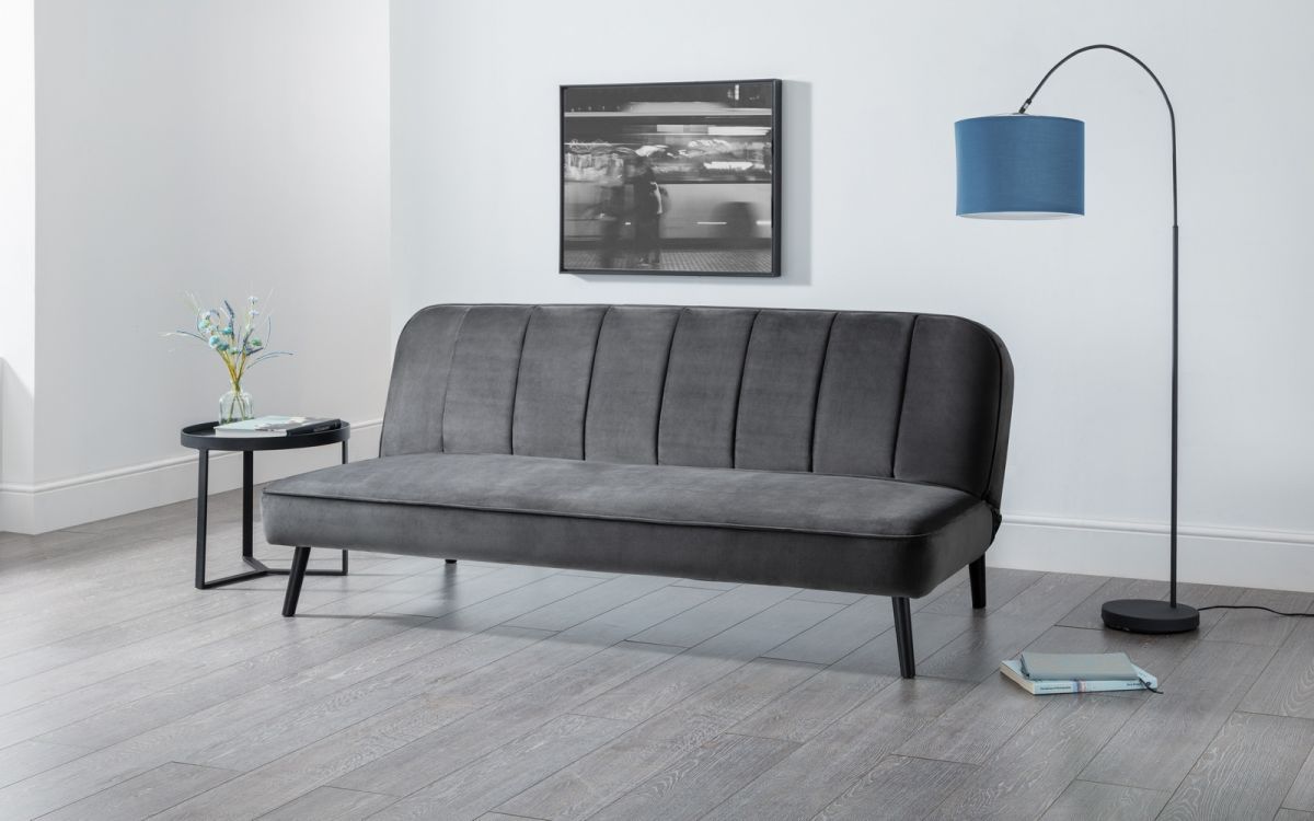 Miro Curved Back Sofabed - Grey Velvet - JB Collections