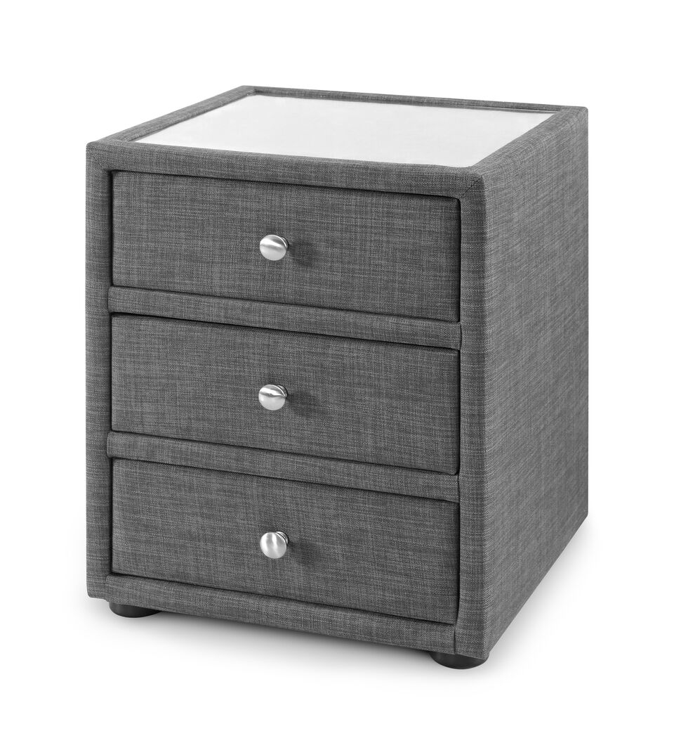 Bedside Table - SORRENTO 3 Drawer Nightstand Slate Grey 45cm - JB Collections