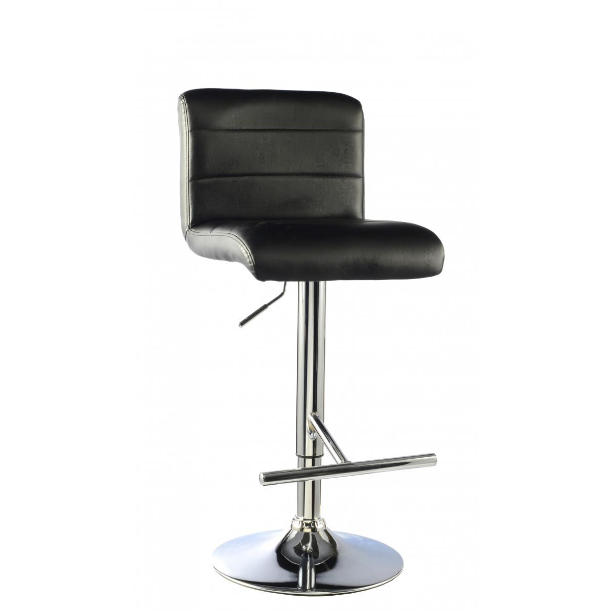 Stuttgart Chrome Swivel Adjustable Height Bar Stool Set in Black - Elegant Leather Effect 2 Pieces Set - Sigrid Mills