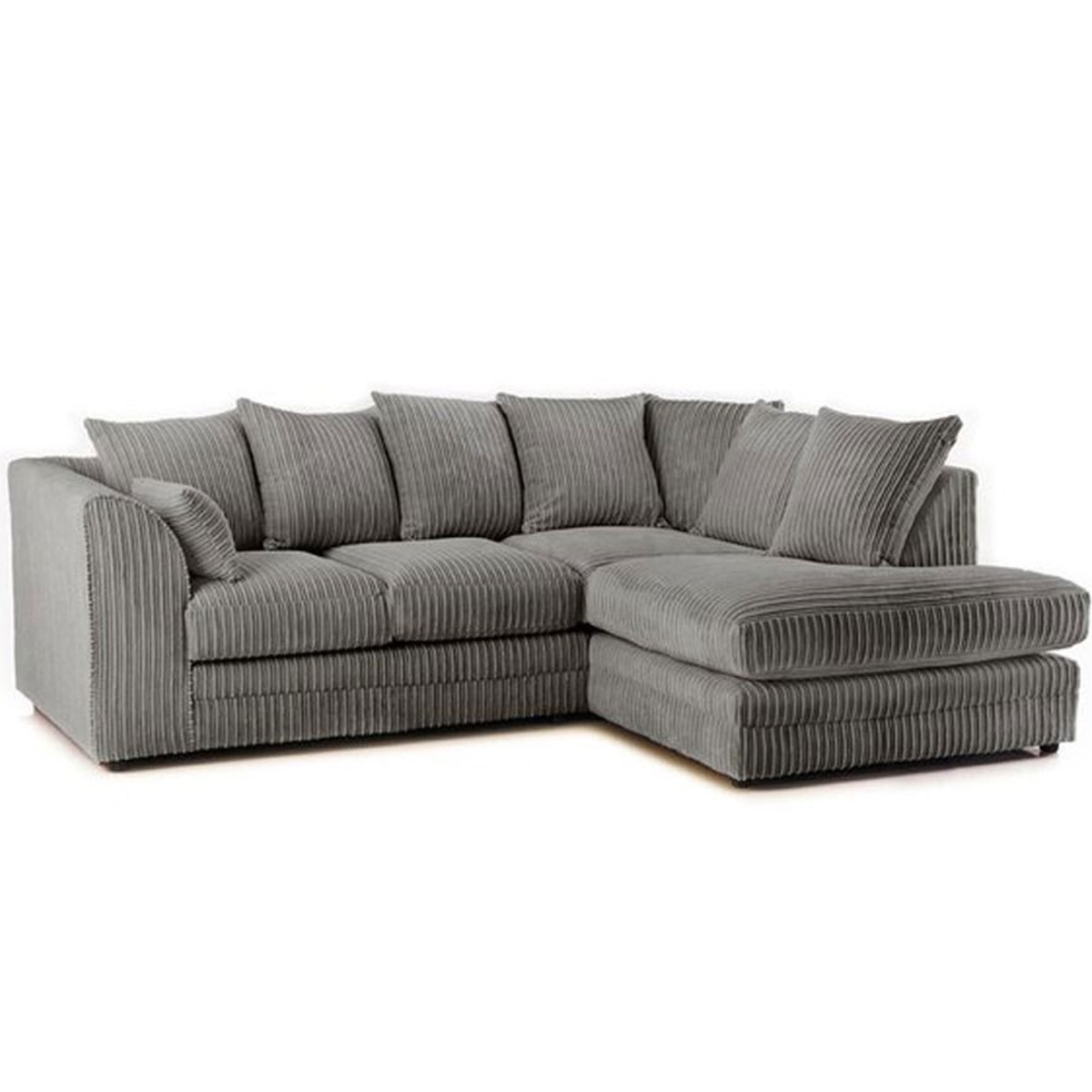 MONA Jumbo Cord 4 Seater L Shaped - Right Hand Facing Corner Sofa - Grey - Home Done