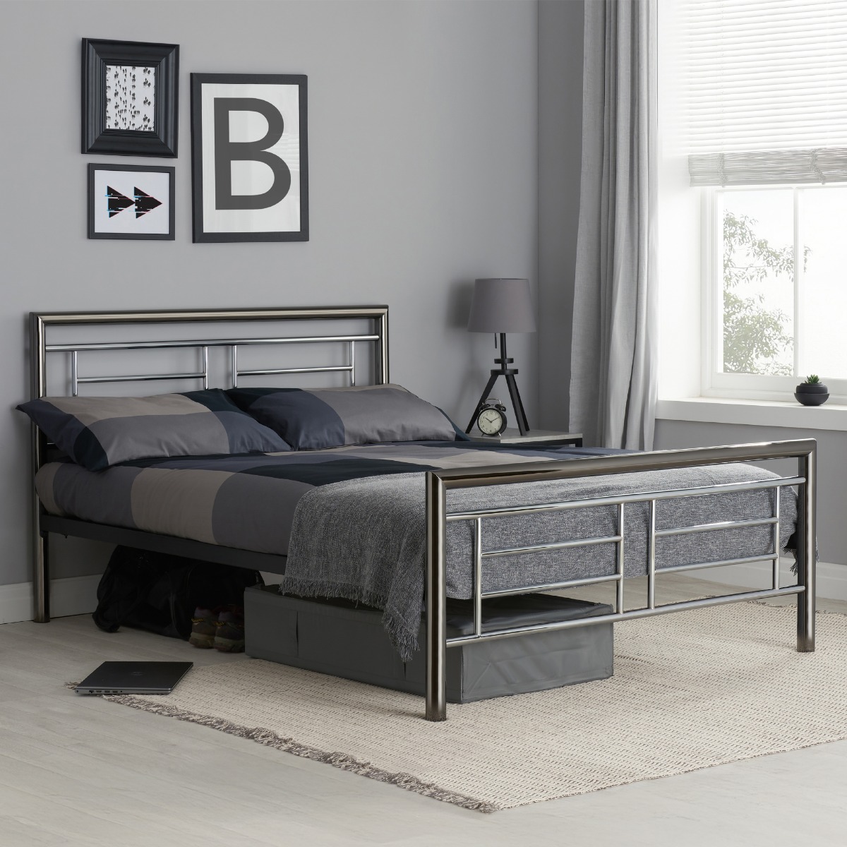 Birlea Montana Chrome and Nickel Metal Bed Frame - Double 4ft6 - Birlea Essentials
