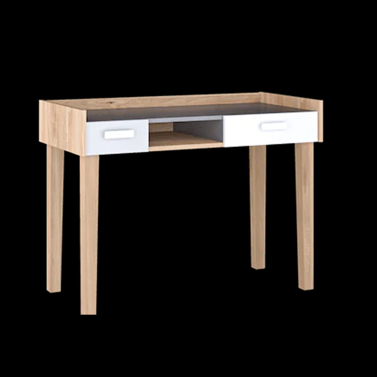 Bitternut 2 Drawer Desk - White and Oak - Art Nest