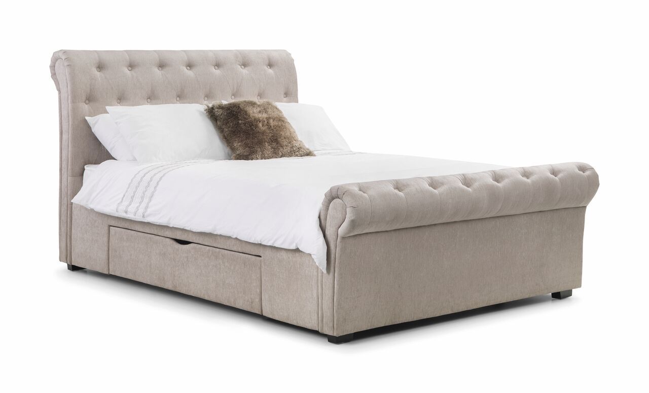 Ravello Buttoned Mink 2 Drawer Storage Bed - Kingsize 5ft - JB Collections