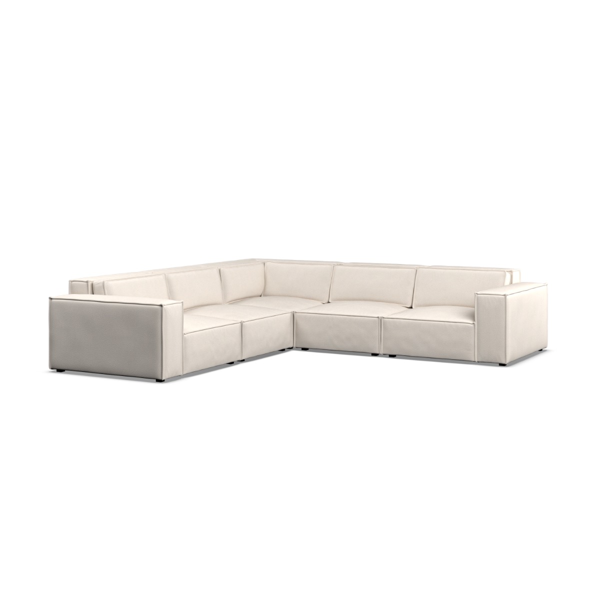 Corner Sofa - LUCCA Fabric 5 Seater Right Hand Facing Ivory - Edgbaston Living