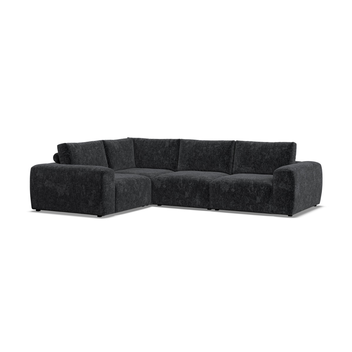 Corner Sofa - GRAZ Fabric 4 Seater Right Hand Facing - Black - Edgbaston Living