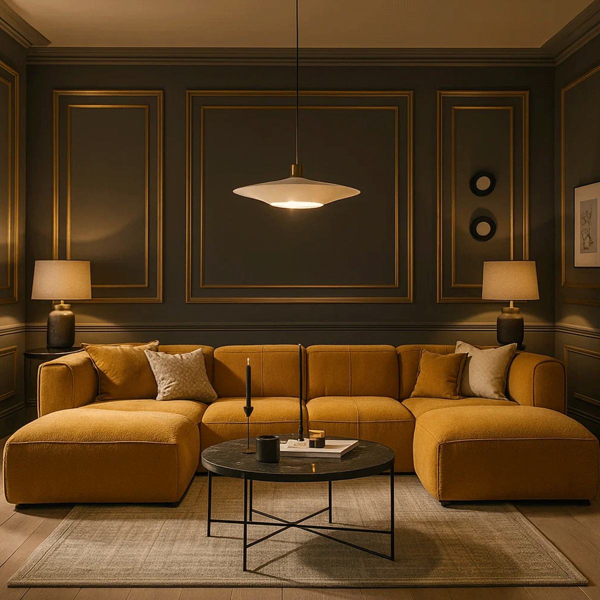 Corner Sofa - ESSAOUIRA Fabric 4 Seater U Shaped - Golden Ochre - Edgbaston Living