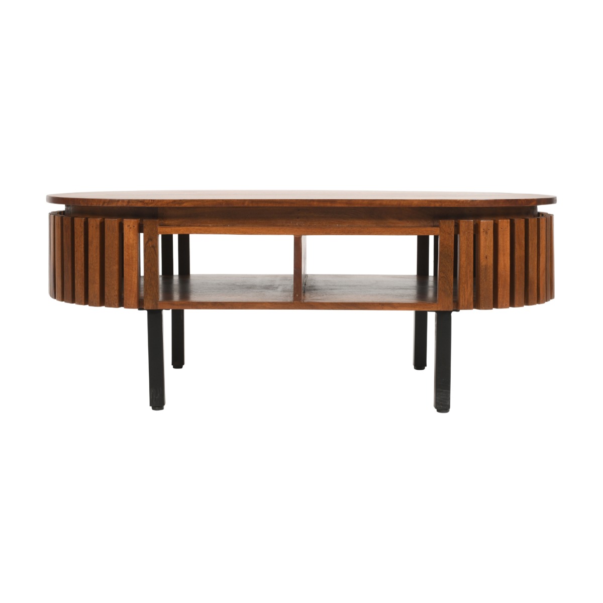 Classic Design Slatted Mango Wood Rectangular Coffee Table - Walnut - Elfrida Interiors
