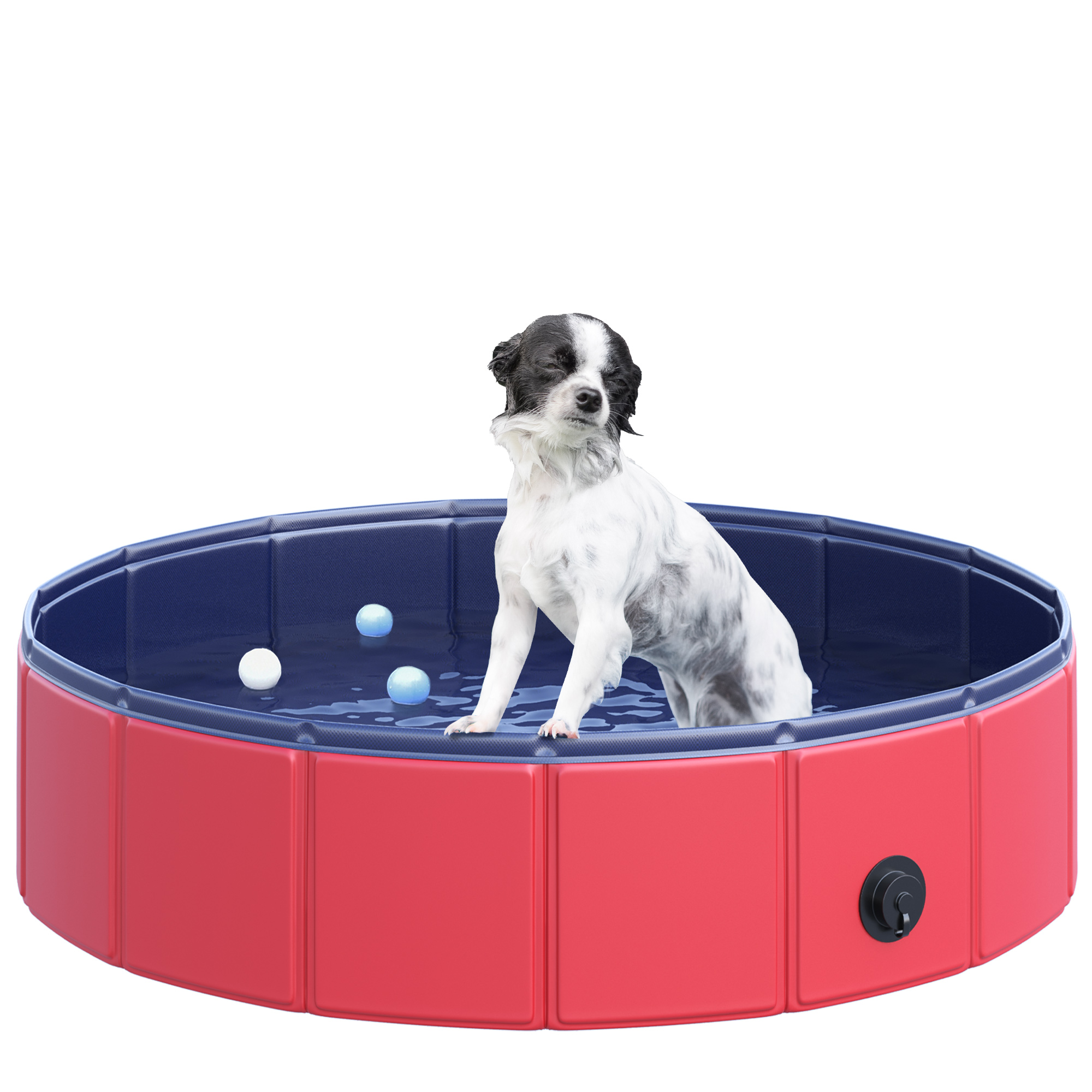 Pet Swimming Pool, Foldable, 80 cm Diameter-Red - Life Essentials