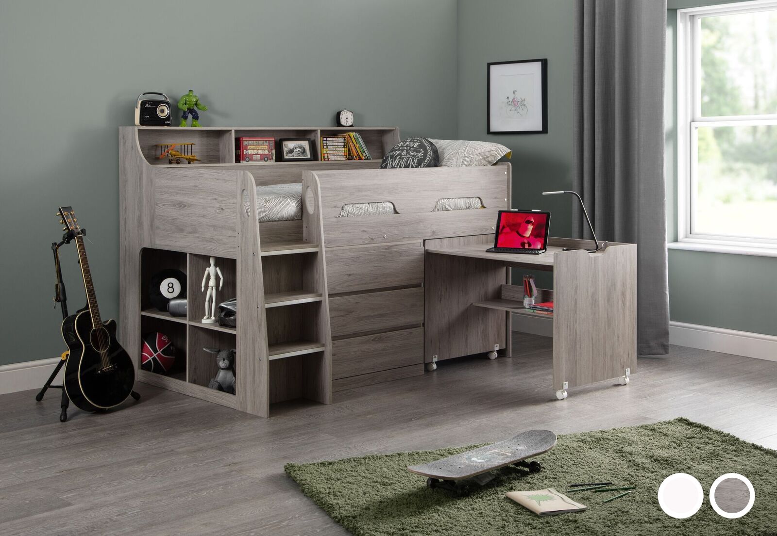 Jupiter Midsleeper Bed - Grey - JB Collections