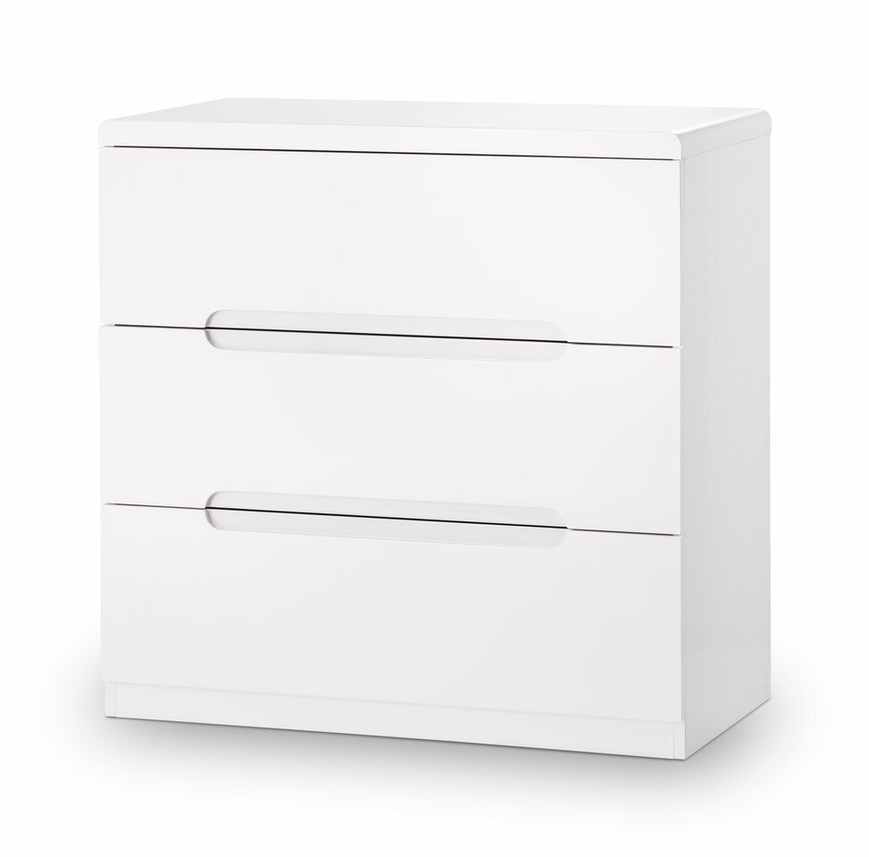 MONTROSE White Chest of Drawers - Medium-sized, 3 Drawers - JB Collections