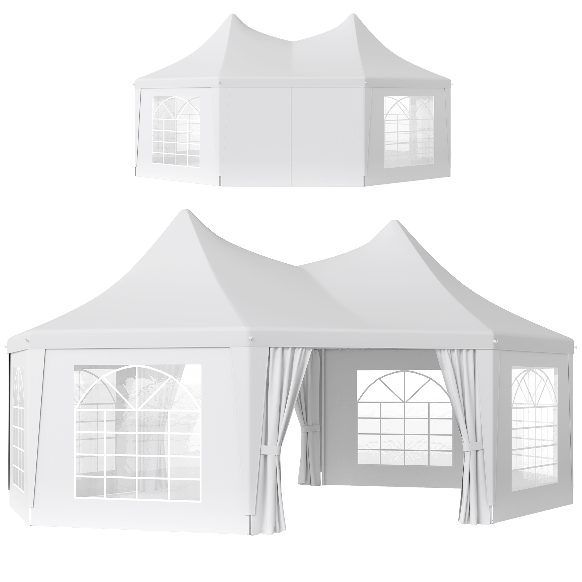SUNVISTA 6.8 x 5m Octagonal Marquee Gazebo White - Life Essentials