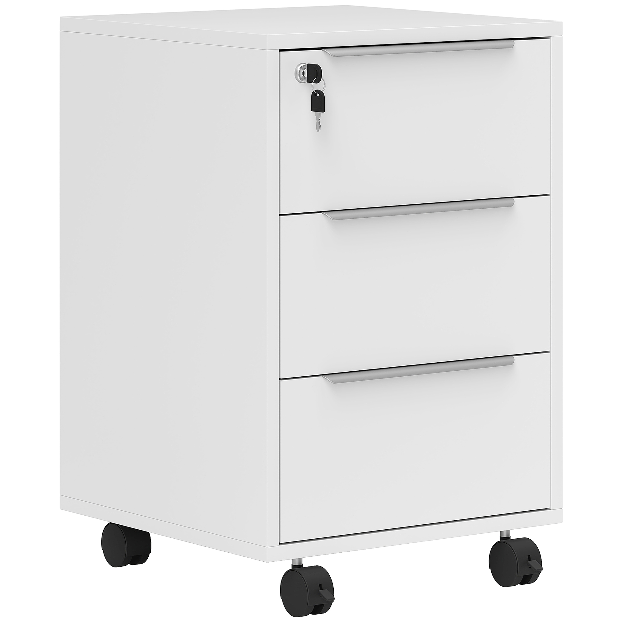 HERON 3 Drawer Locking Filing Cabinet White - Life Essentials