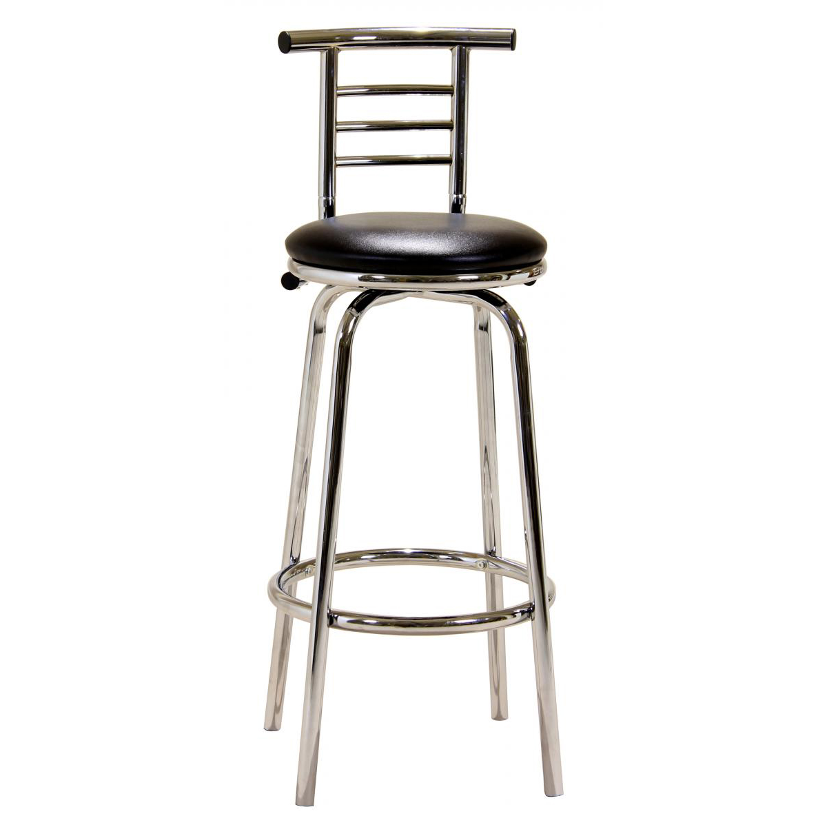 Tintagel Round Pair Narrow Swivel Bar Stool with Back Support - Chrome - Sigrid Mills