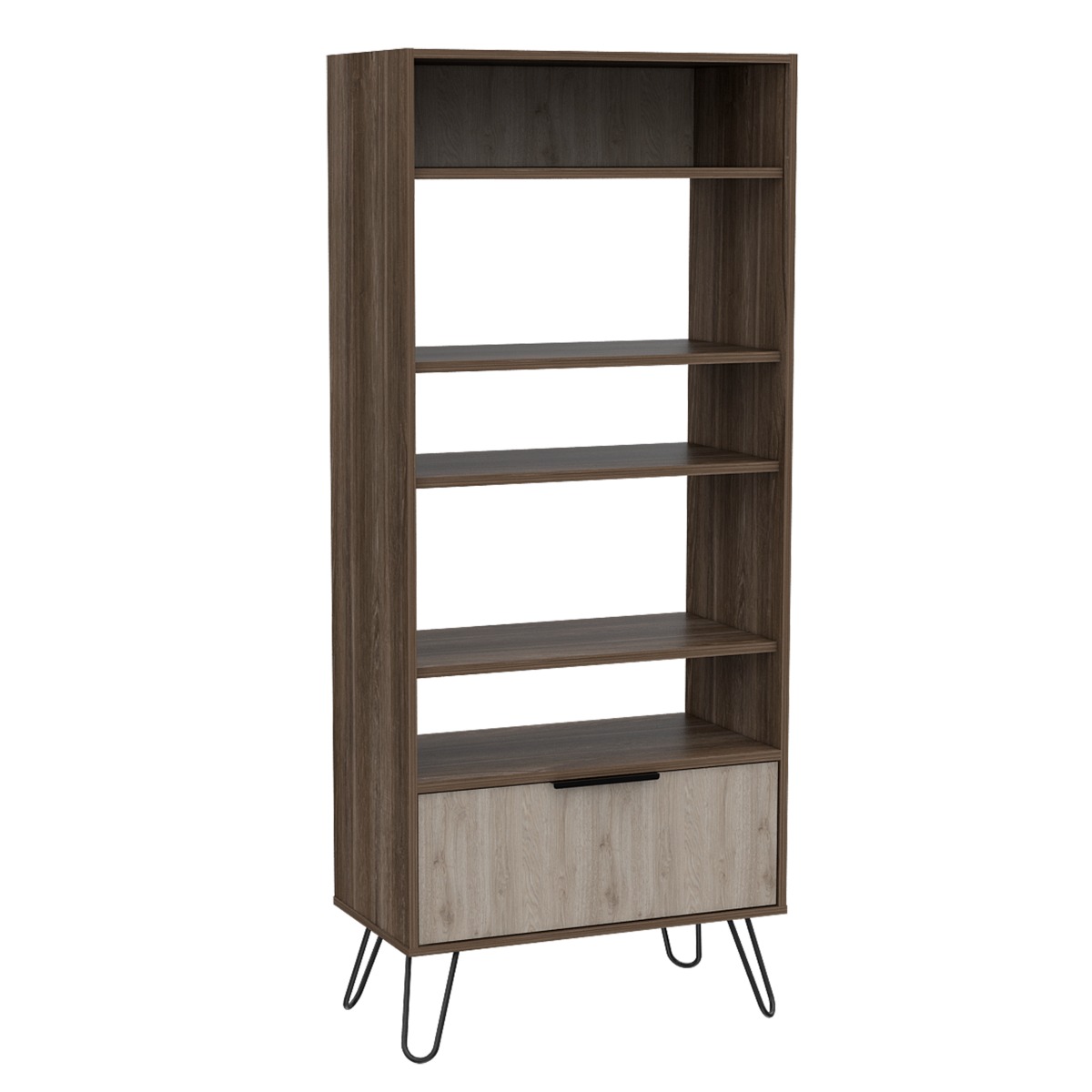 Nevada Display Bookcase with Door - Smoked Oak - Colton & Sawyer