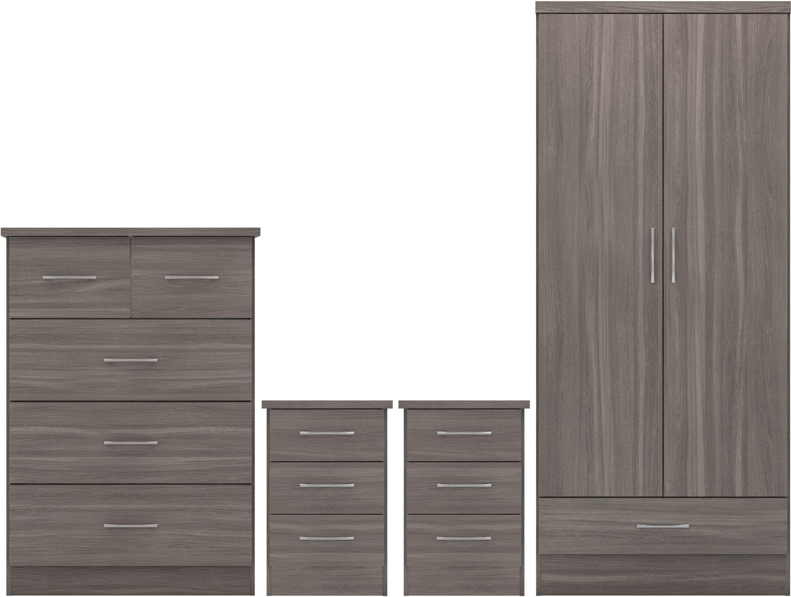 Wardrobe Set - NEWBIGGIN 2 Door Bedroom Set Black Wood Grain 78cm - Budget Deals