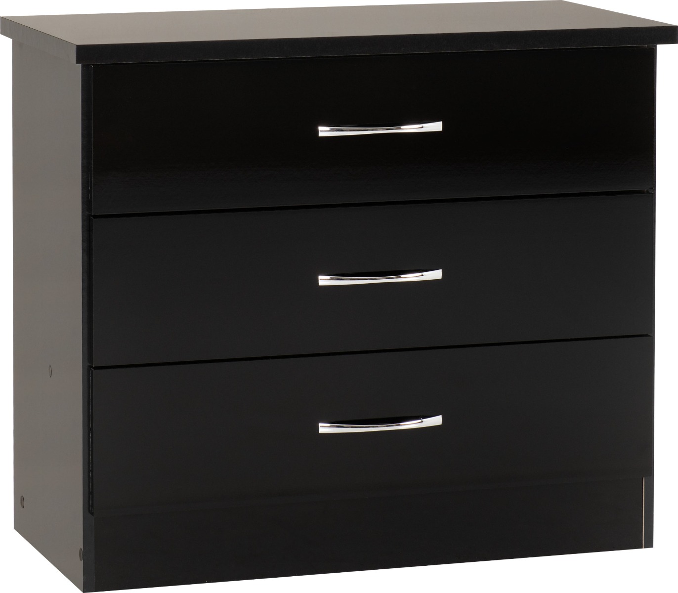 NEWBIGGIN I Black Chest of Drawers - Medium-sized, 3 Drawers - Budget Deals