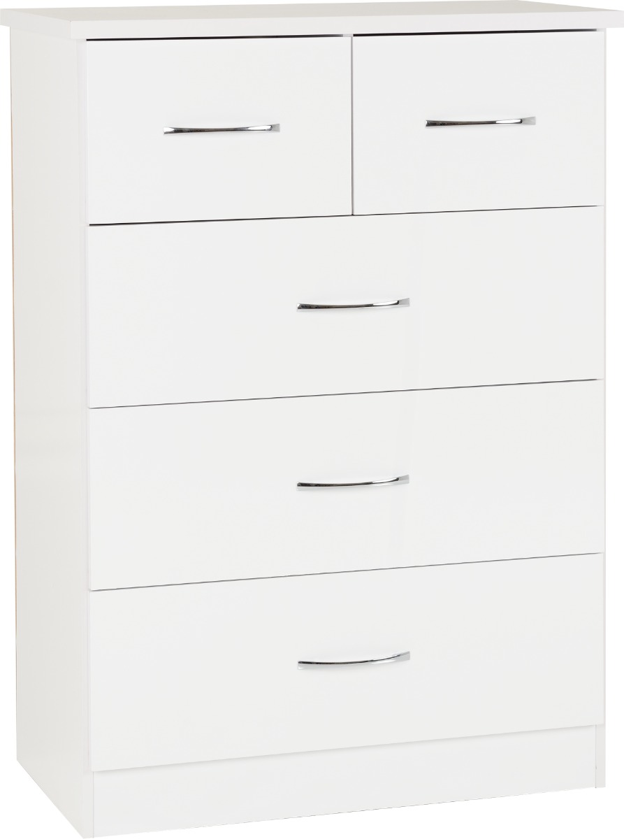 NEWBIGGIN White Chest of Drawers - Medium-sized, 5 Drawers - Budget Deals