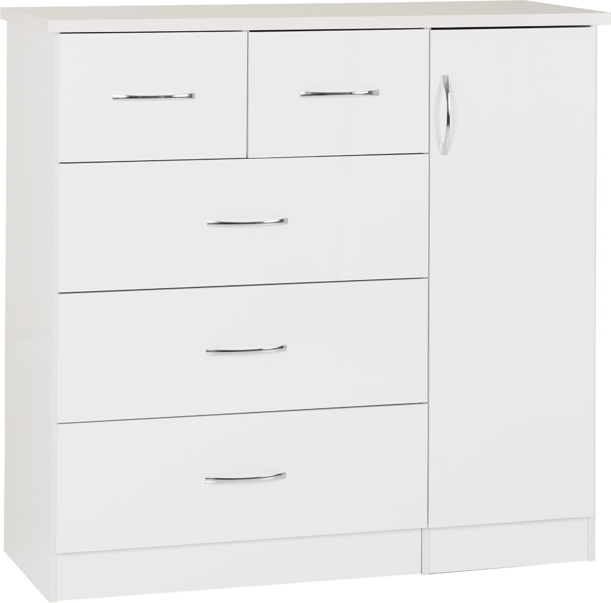 NEWBIGGIN White Chest of Drawers - Large-sized, 5 Drawers - Budget Deals