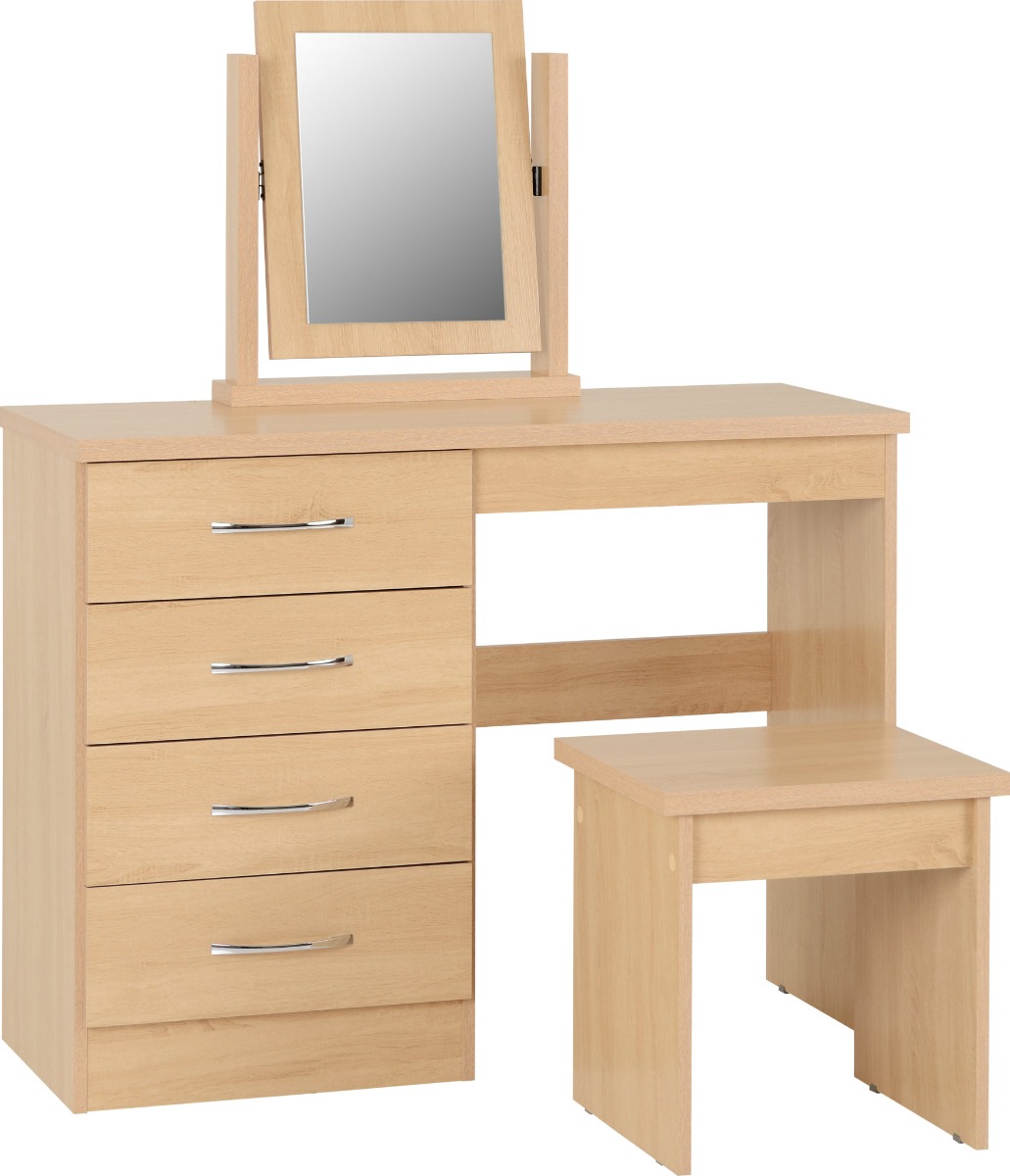 Nevada 4 Drawer Dressing Table Set - Sonoma Oak Effect - Budget Deals
