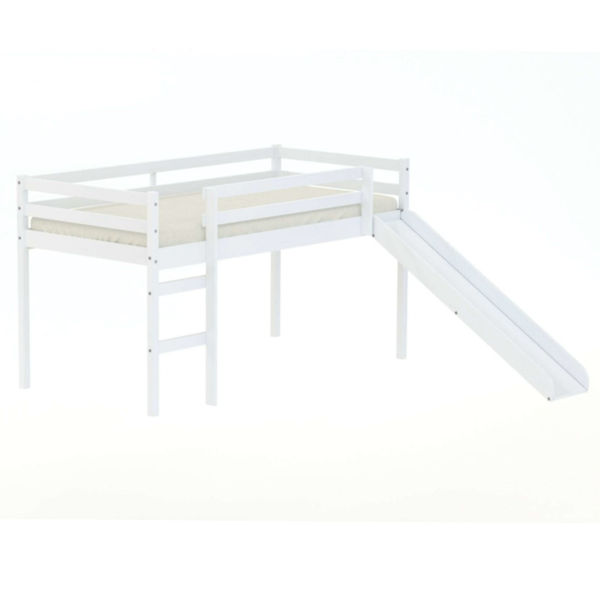 Pine Wood Midi Kids Sleeper Bed With Slide - White - Birlea Essentials