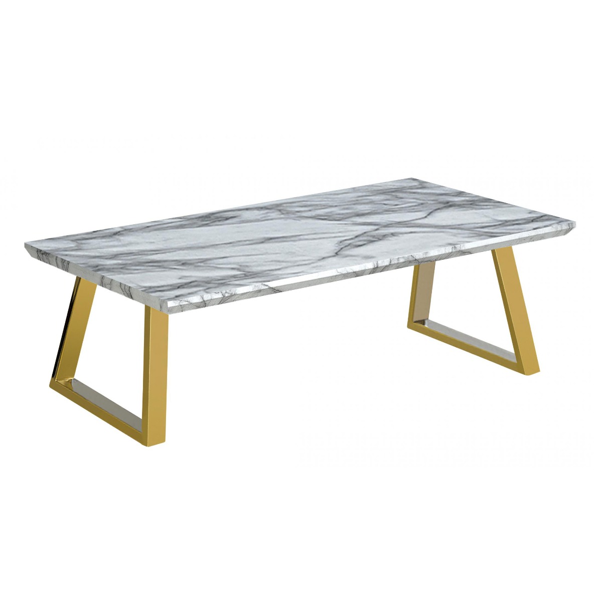 Luxurious Living Ottawa Rectangular Coffee Table - Marble Effect Top, Gold Chrome Legs - Sigrid Mills