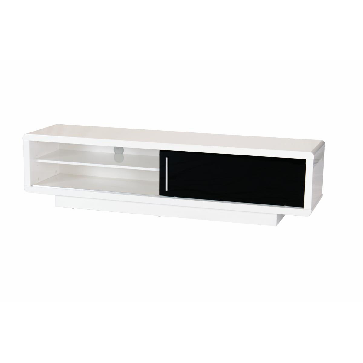 Elegance Redefined Nauvoo High Gloss TV Unit - Sliding Door with Adjustable Shelf - White - Sigrid Mills