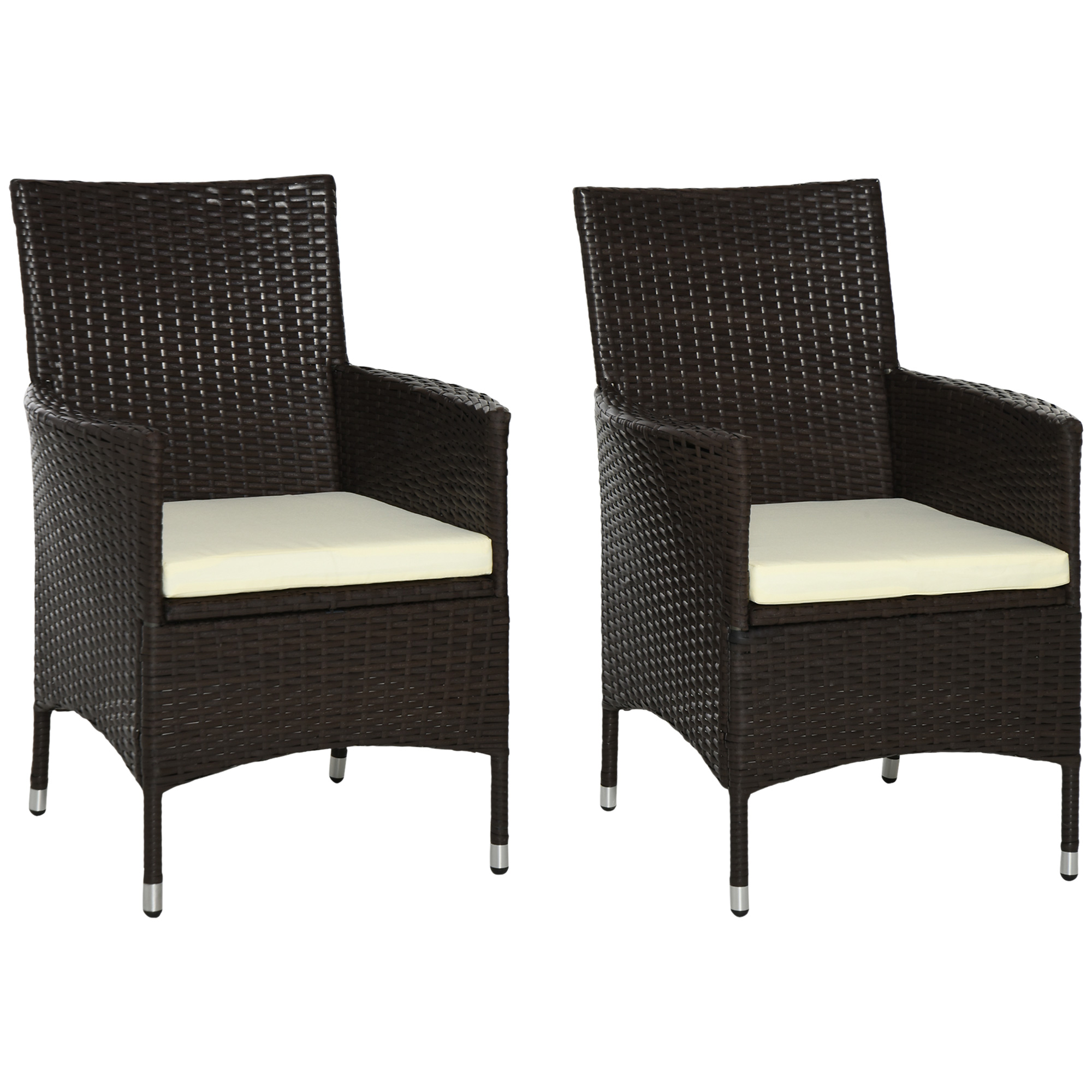 2 Seater Outdoor Rattan Armchair Dining Chair Garden Patio Furniture w/ Armrests Cushions Deep Coffee - Life Essentials