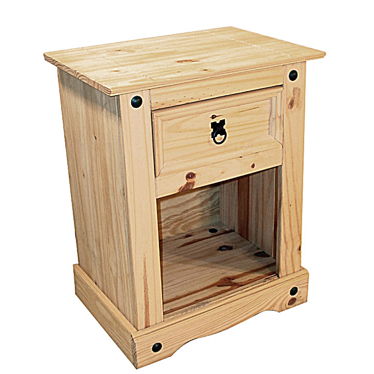 Bedside Table - WALTHAM 1 Drawer Nightstand Distressed Solid Waxed Light Pine 52cm - Sigrid Mills