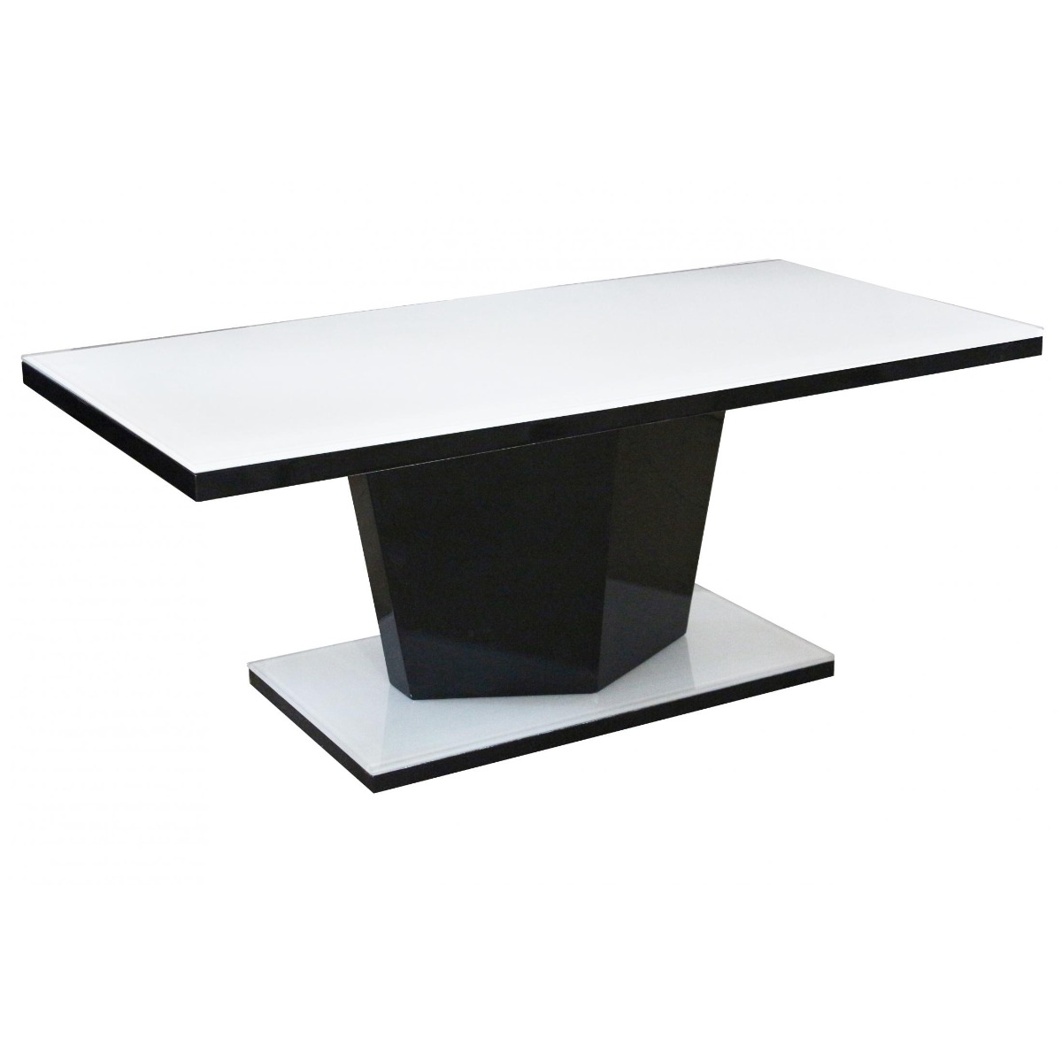 Lafayette Super White Glass Coffee Table Modern Elegance with High Gloss Frame Black - Sigrid Mills