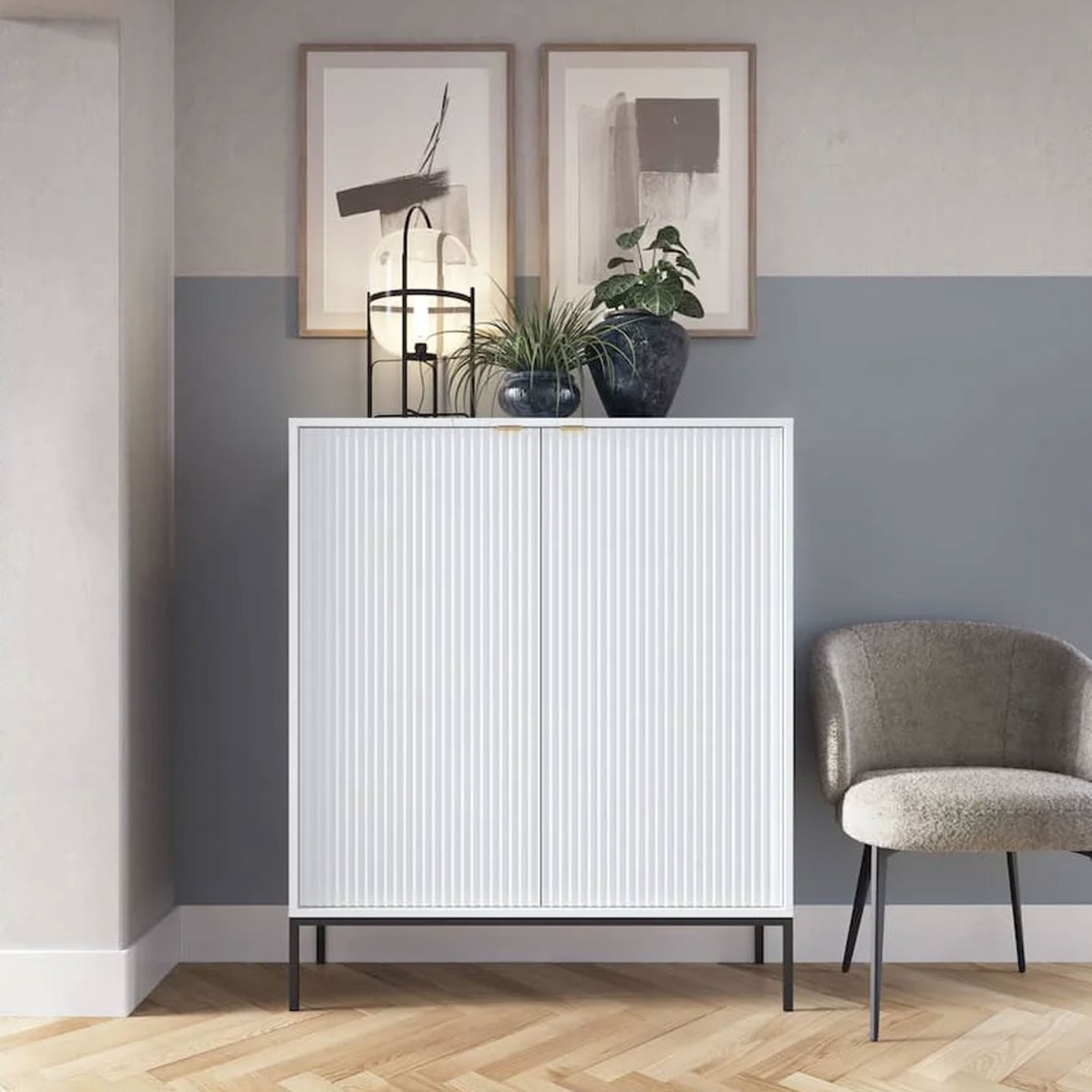 Galadriel Nyx Highboard Cabinet with 2 Doors - White Matt - Art Nest