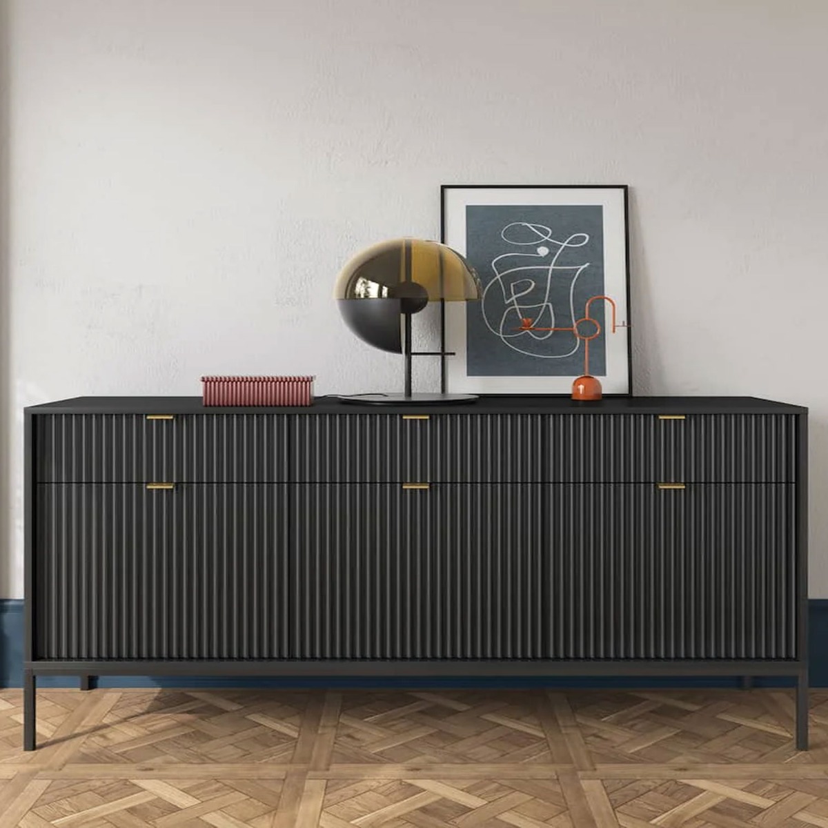 Galadriel Nyx Sideboard with 3 Doors and 3 Drawers - Black Matt - Art Nest