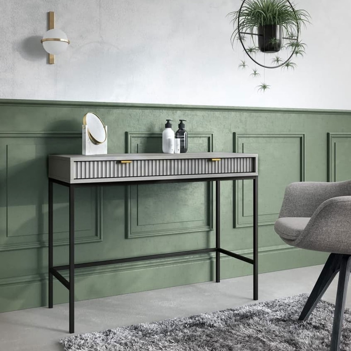 Galadriel Nyx Desk with 2 Drawers - Grey Matt - Art Nest