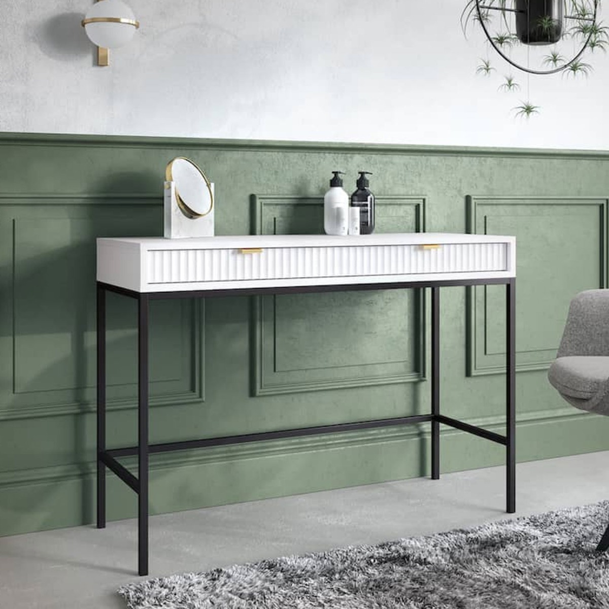 Galadriel Nyx Desk with 2 Drawers - White Matt - Art Nest
