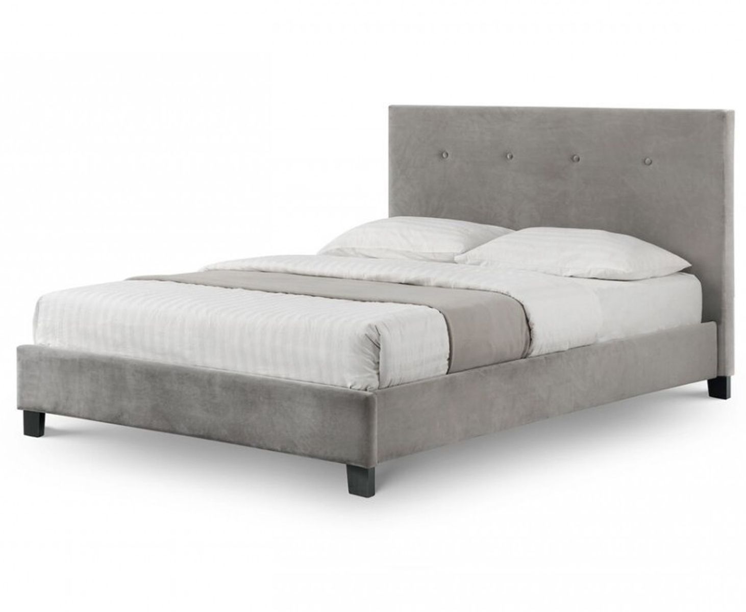 Shoreditch Grey Velvet Bed - Double 4ft6 - JB Collections