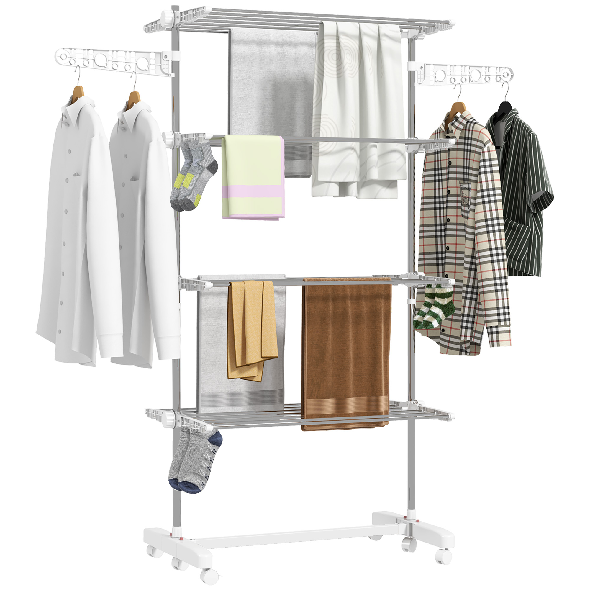 Folding Cloth Rail Adjustable Garment Rack With Wheels (4 Layer) - Life Essentials