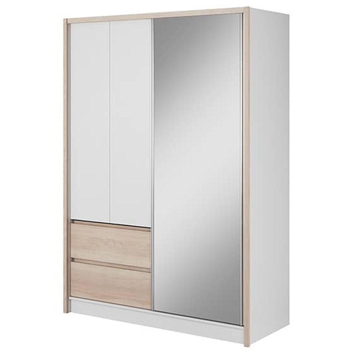 Sliding Wardrobe - SLACK 3 Door Mirrored Wardrobe Oak Sonoma 154cm - Art Nest