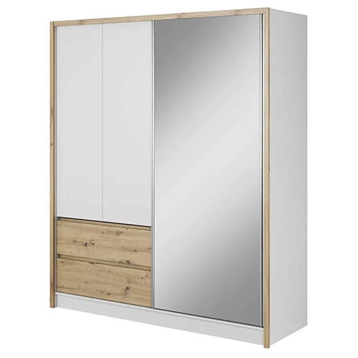 Sliding Wardrobe - SLACK 3 Door Mirrored Wardrobe Oak Artisans 184cm - Art Nest