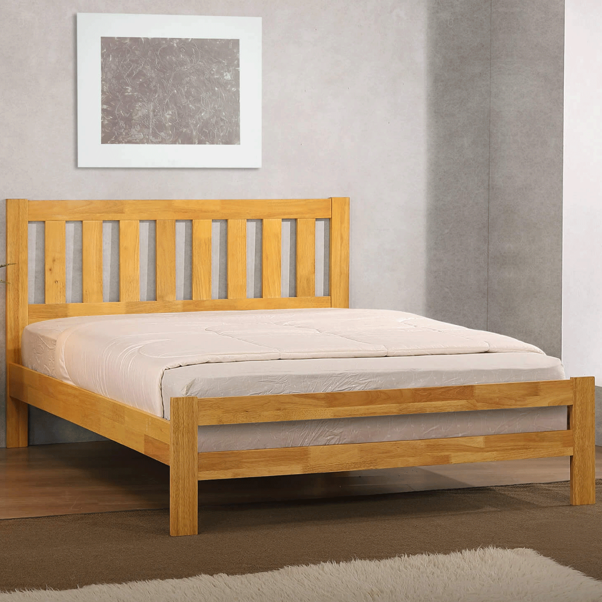 Kolachi Dreamy Haven in Solid Hardwood Bed Frame Natural Oak - King Size - Sigrid Mills