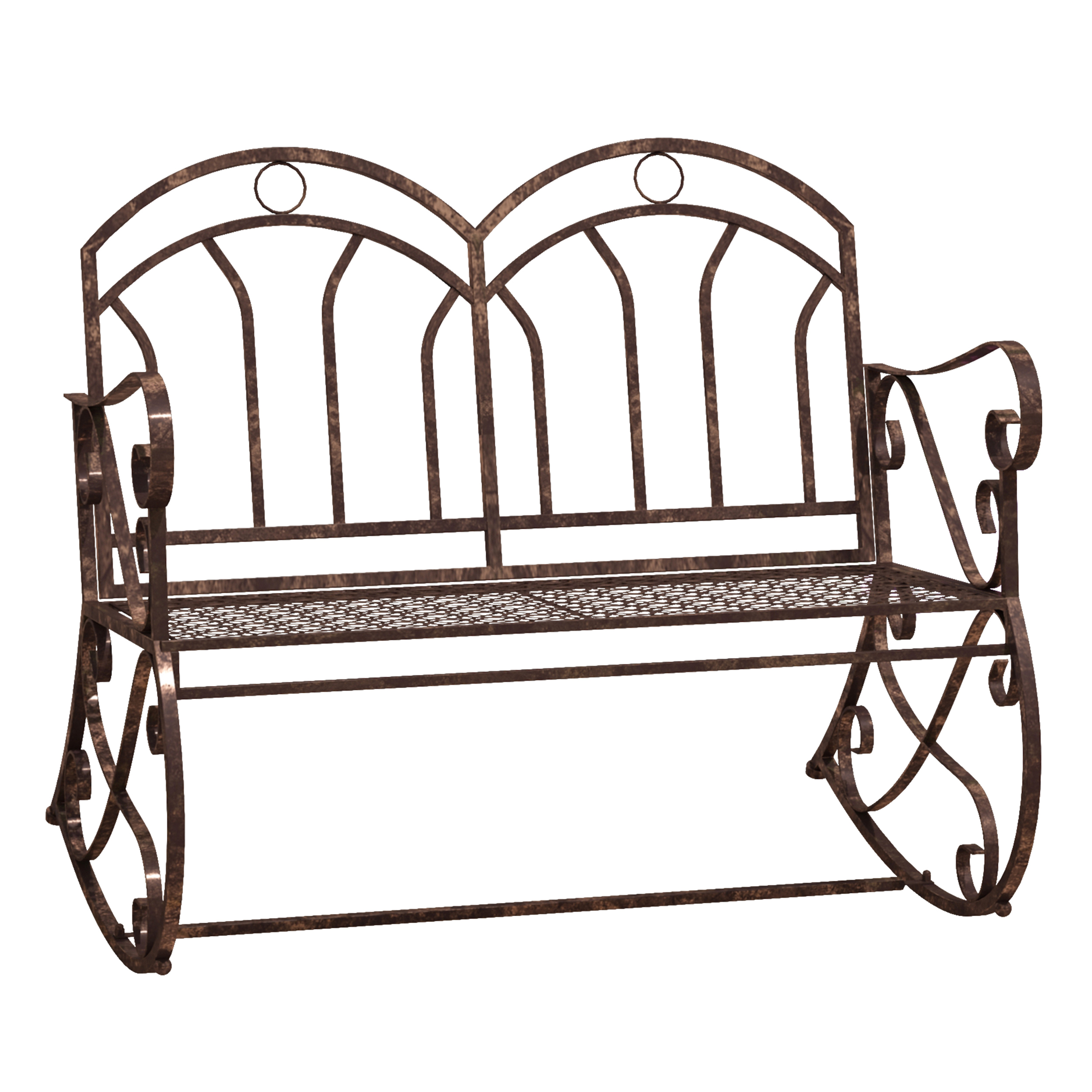 2 Seater Metal Garden Park Bench Outdoor Rocking Chair Swing Bench Loving Seat Bronze - Life Essentials