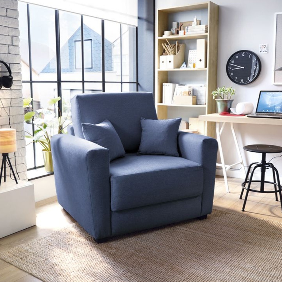 Bristol Velvet Single Sofabed - Dark Blue - Moonlight Interiors