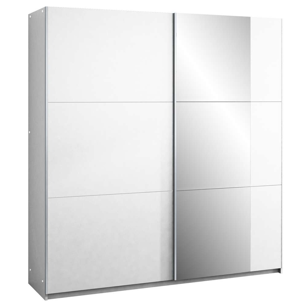 Sliding Wardrobe - OLDHAM 2 Door Mirrored Wardrobe White 151cm - Avellino & Wells